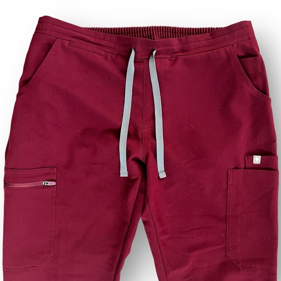 FIGS Burgundy Yola Scrub Pants with Yoga Waistband and Drawstring - Picture 2 of 7